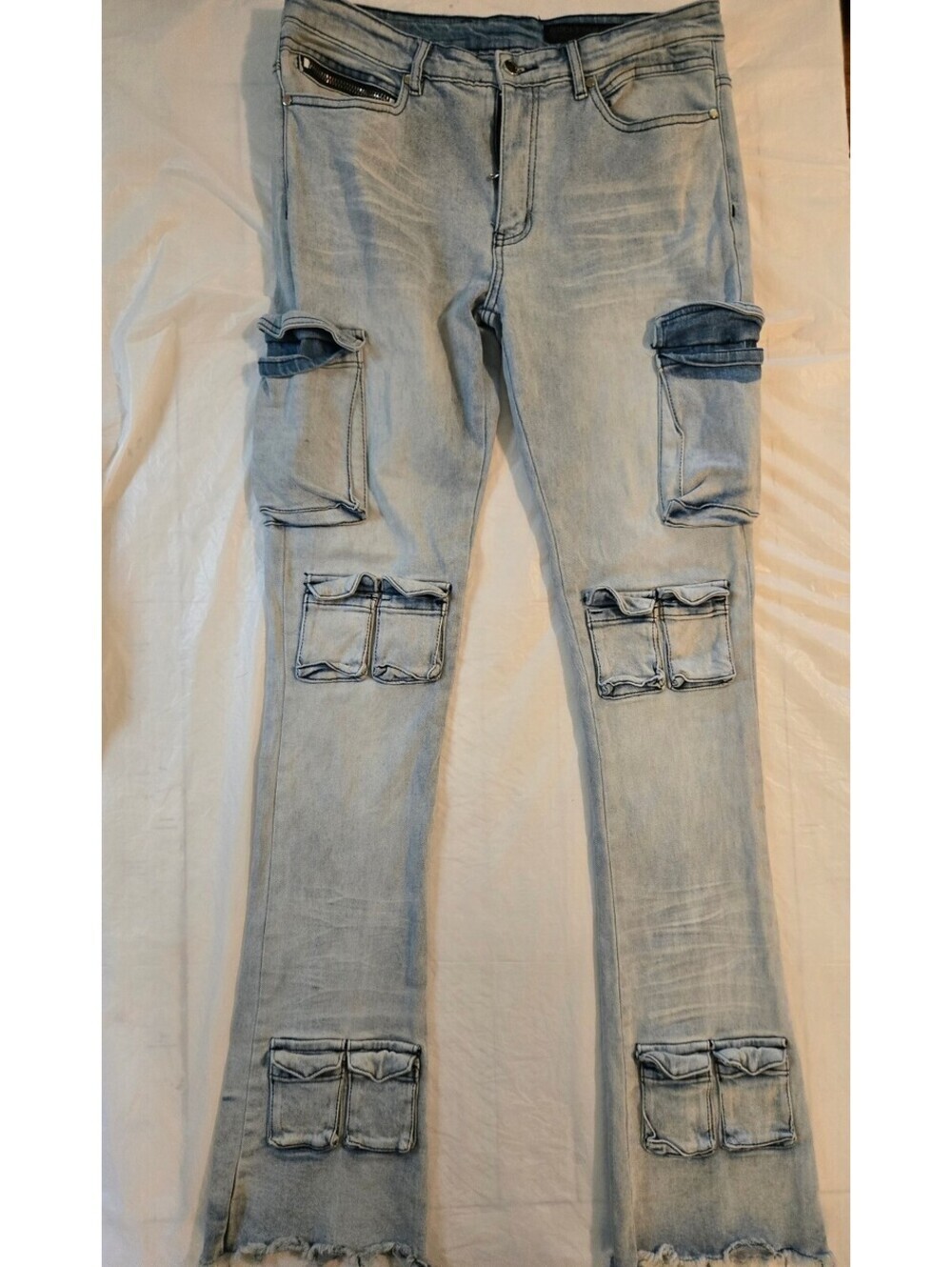 Rockstar Original RSM205 Flare Cargo Jeans Men’s 36 Light Wash Y2K Streetwear